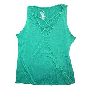 Maurices 24/7 Women’s Large Tank Top Turquoise Criss Cross Sleeveless Surplice